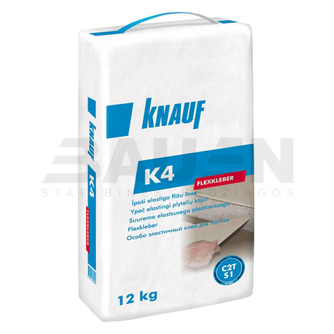 Plytelių klijai | Elastingi plytelių klijai Knauf K4 12kg