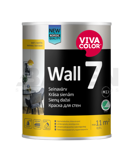 Dažai | Matiniai dažai sienoms VIVACOLOR Wall 7 (A bazė) 0,9l
