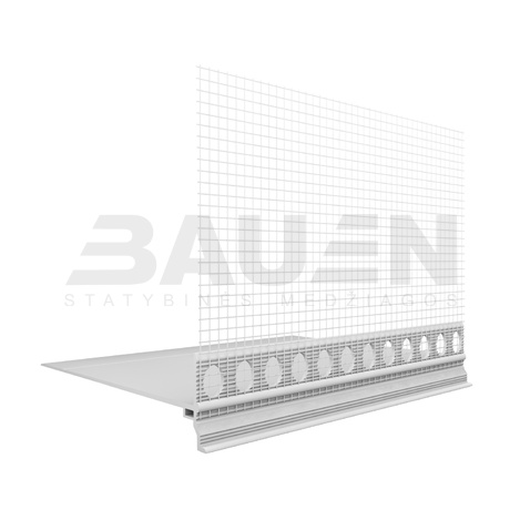 Fasado profiliai | Cokolinis profilis PRAKTIKA su tinkleliu EJOT PVC 150mm x 2m 