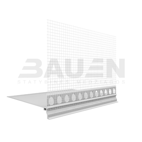 Fasado profiliai | Jungiamasis cokolinis profilis su tinkleliu EJOT PVC 100mm x 2m (50 m)
