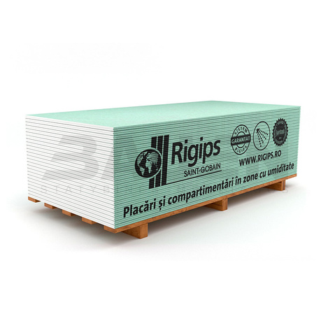 Gipso kartono GKP | GKPI Impregnuota 2600x1200x12,5 (3,12 m2) RIGIPS