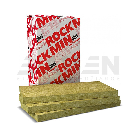 Mineralinė vata, akmens vata | Akmens vata ROCKWOOL ROCKMIN PLUS 50x565x1000 (0.5080 m3/pak.)