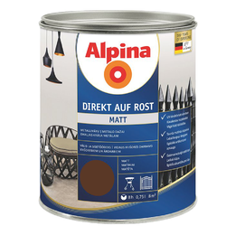 Metalo dažai Alpina DaR MATT Braun (RAL8011) 750 ml.