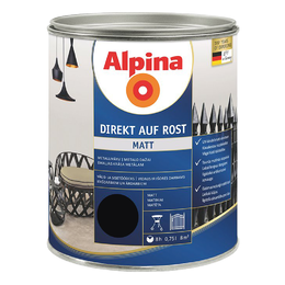 Metalo dažai Alpina DaR MATT Schwarz (RAL9005) 750 ml.