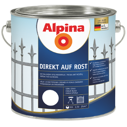 Antikoroziniai metalo dažai ALPINA DIREKT AUF ROST, balti, RAL9016, 2.5 Ltr.