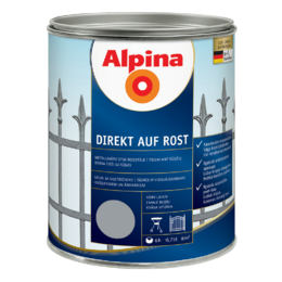 Antikoroziniai metalo dažai ALPINA DIREKT AUF ROST, pilki, RAL7040, 750 ml.