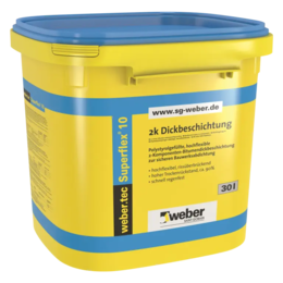 Labai lanksti, palengvinta dvikomponentė bituminė hidroizoliacija WEBER.TEC Superflex 10, be tirpiklių, 30 Ltr.
