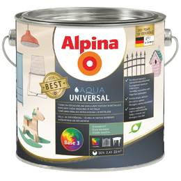 Universalūs dažai Alpina Aqua Universal, blizgi, (Bazė 3) 2,4 Ltr.