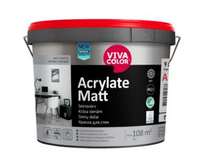 Dilimui atsparūs dažai sienoms VIVACOLOR Acrylate Matt (A bazė) 9,0l