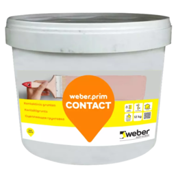 Konktaktinis gruntas su mineraliniu užpildu WEBER.PRIM CONTACT, vidaus darbams, 12 Kg.