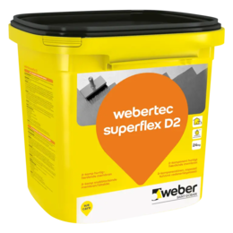 Dvikomponentė cementinė hidroizoliacija WEBER.TEC Superflex D2, labai elastinga, 24 Kg.