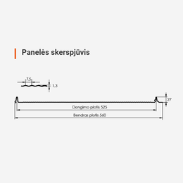 Klasikinė skarda Hanbud PHR560 "Mikrobanga" 0,5-0.7 mm., (525mm) tams. pilka, matinė (RAL7016), m2