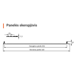 Klasikinė skarda Hanbud PHR560 "Molet" 0,5-0.7 mm., (525mm) molio, blizgi (RAL8004), m2