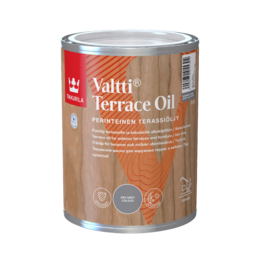 Tirpiklinis vaško turintis pilkas lauko medienos aliejus Tikkurila Valtti Terrace Oil 0.9l