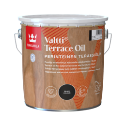 Tirpiklinis vaško turintis juodas lauko medienos aliejus Tikkurila Valtti Terrace Oil 2.7l