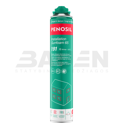 Putos | Žieminės sandarinimo putos PENOSIL Installation Gunfoam 65 Winter 191, šviesiai geltonos, 870 ml