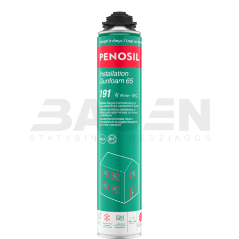 Žieminės sandarinimo putos PENOSIL Installation Gunfoam 65 Winter 191, šviesiai geltonos, 870 ml