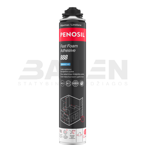 Greito sukibimo klijuojančios putos PENOSIL Fast Foam Adhesive 888, mėlynos, 830 ml