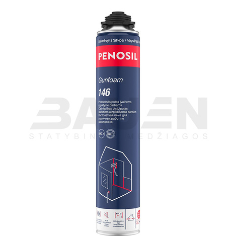 Montažinės sandarinimo putos PENOSIL Gunfoam 146, šviesiai geltona, 750 ml