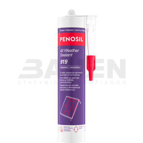 Vandeniui atsparus hermetikas PENOSIL All Weather Sealant 919, bespalvis, 300 ml