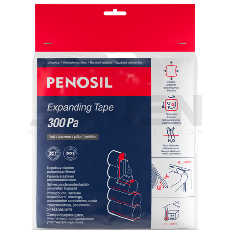 Savaime besiplečianti juosta PENOSIL Expanding Tape 300Pa, 15/6-10mm, pilka, 5,6m/rul