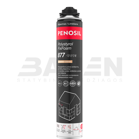 Putos | Klijuojančios putos PENOSIL Polystyrol FixFoam 877, oranžinė, 750 ml