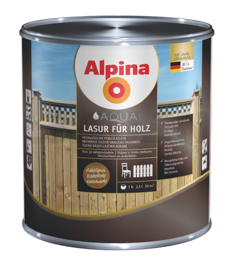 Impregnantai | Medienos dažyvė ALPINA AQUA HOLZLASUR 30 Kiefer, pušis 10 Ltr.