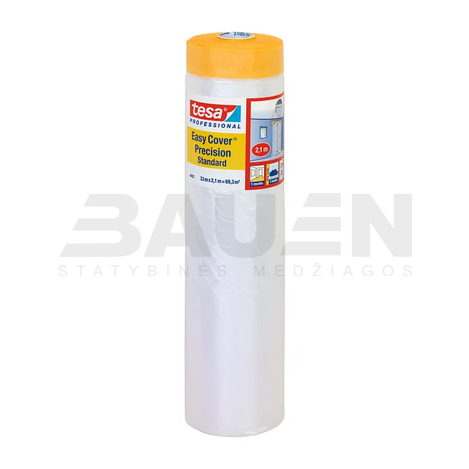 Statybinės plėvelės | Apsauginė plėvelė TESA Easy Cover Precision Standard (4402), 33 m x 2100 mm., 3mėn. viduje, 1 mėn. lauke