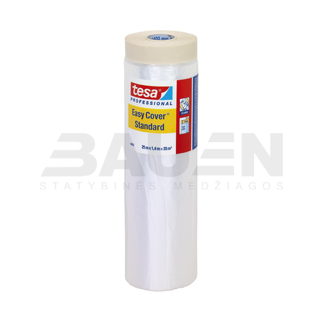 Statybinės plėvelės | Apsauginė plėvelė TESA Easy Cover Standard (4403), vidaus darbams, 25 m x 1400 mm., 7 d.