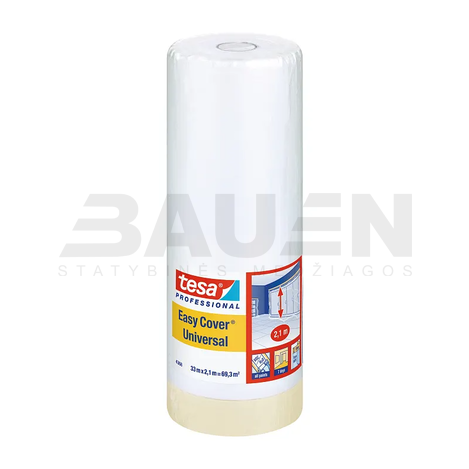 Statybinės plėvelės | Apsauginė plėvelė TESA Easy Cover Universal (4368), 33 m x 2100 mm., vidaus darbams