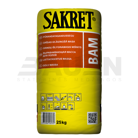 Grindų mišiniai | Išlyginamasis mišinys grindims SAKRET BAM, 25 kg           