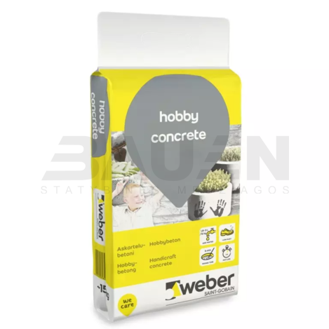 Betono mišiniai | Paprasto naudojimo betonas WEBER Hobby Concrete, rankdarbiams ir įvairiems dirbinių liejiniams, 15 Kg.