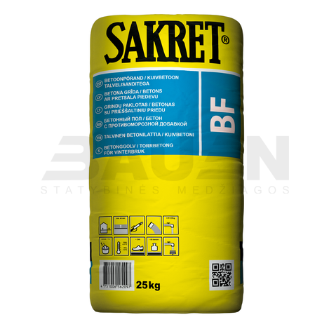 Betono mišiniai | Žieminis grindų paklotas-betonas SAKRET BF (-10°C) 25 Kg.