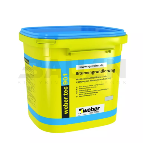 Hidroizoliacija | Bituminė emulsija WEBER.TEC 901, pamatų hidroizoliavimui ir gruntavimui, 5 Ltr.