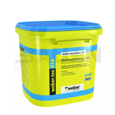 Hidroizoliacija | Bituminė, vienkomponentė hidroizoliacija WEBER.TEC 915, 30 Ltr.