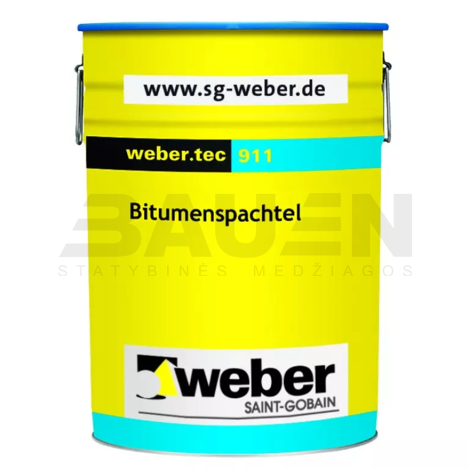 Hidroizoliacija | Tirštas bituminis remontinis hidroizoliacinis mišinys WEBER.TEC 911, lauko darbams, atsparus UV, 6 Kg.