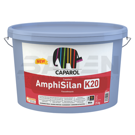Silikoninis tinkas | Silikoninis dekoratyvinis tinkas Caparol Capatect AmphiSilan K20 (samanėlė 2,0mm) 25 Kg., balta