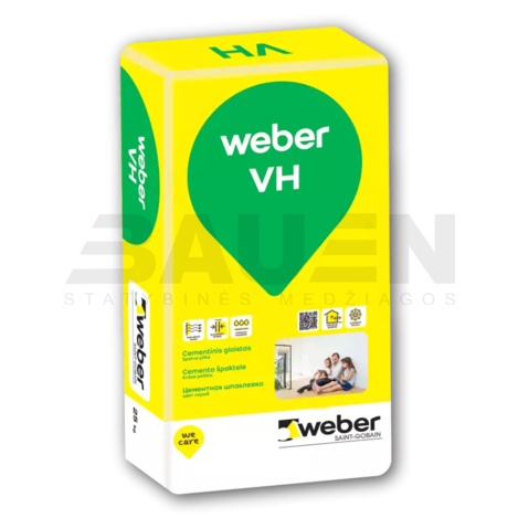 Glaistai | Pilkas cementinis glaistas sienoms ir luboms WEBER VH, 20 Kg.
