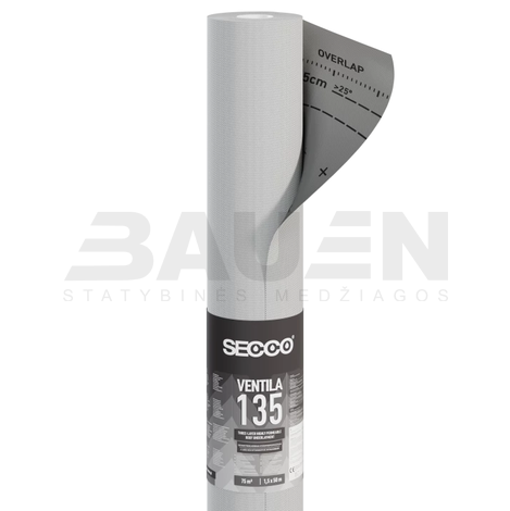 Difuzinės plėvelės | Plėvelė difuzinė Secco Ventila 135g/m² (75 m²/rul.) 