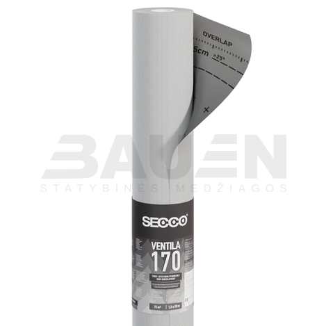 Difuzinės plėvelės | Plėvelė difuzinė Secco Ventila 170g/m² (75 m²/rul.), du lipnūs šonai