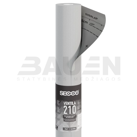 Difuzinės plėvelės | Plėvelė difuzinė Secco Ventila 210g/m² (75 m²/rul.)