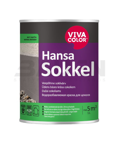 Dažai | Vandeniniai dažai cokoliams VIVACOLOR Hansa Sokkel (A bazė) 0,9l