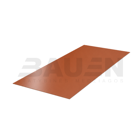 Lygi skarda | Lygi skarda HANBUD 0.5 mm., 1250 mm., blizgi molio raudonumo RAL8004