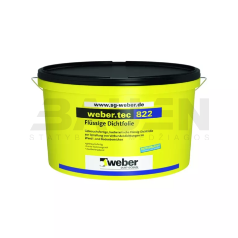 Hidroizoliacija | Polimerinė hidroizoliacija WEBER.TEC 822, ypač elastinga, šviesiai pilka, 24 Kg.