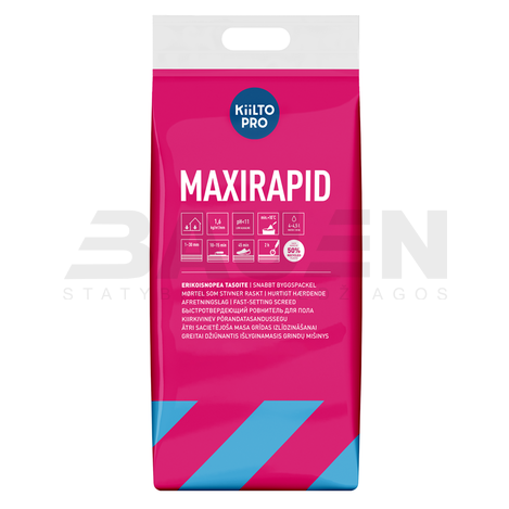 Išlyginamieji mišiniai | Greitai džiūnantis išlyginamasis grindų mišinys KIILTO Maxirapid KIILTO, 20 Kg.