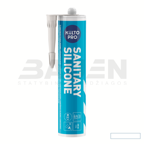 Silikonai | Silikonas KIILTO Pro Sanitary, 10 Traffic white, 310 ml.