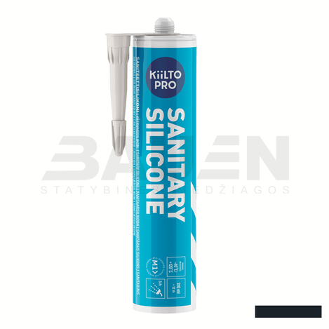 Silikonai | Silikonas KIILTO Pro Sanitary, 50 Graphite black, 310 ml.