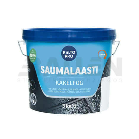 Glaistai | Keramikinių ir klinkerinių plytelių siūlių glaistas 2-6 mm. KIILTO SAUMALAASTI 3 kg. Pilkai Ruda (Nr.38)