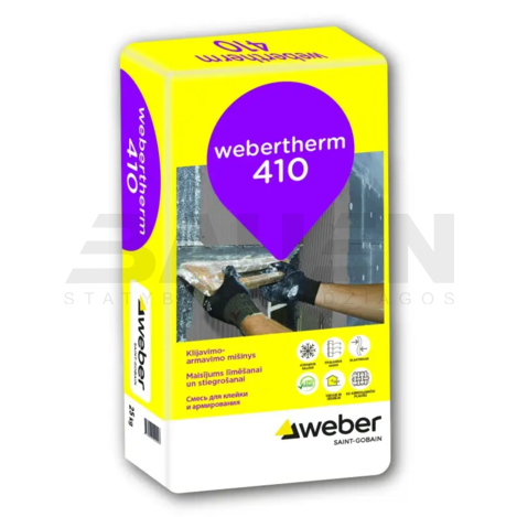 Armavimo mišiniai | Klijavimo armavimo mišinys WEBER.THERM 410, su polipropileniniu plaušu, 25 Kg.