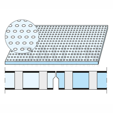 Gipso kartono GKP | GKP akustinė plokštė Knauf Cleaneo „Sūrio“ 10/16/22R 2000x1200x12.5 mm., (2.24m2) juoda perforacija